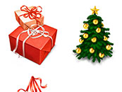 圣诞节日素材彩带圣诞树礼物png矢量图片下载