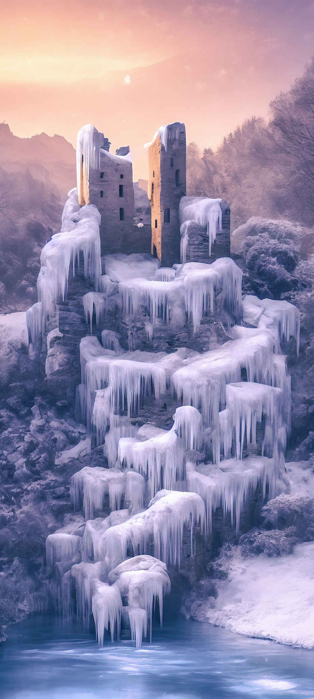 冬天 城堡 结冰简约大气手机壁纸