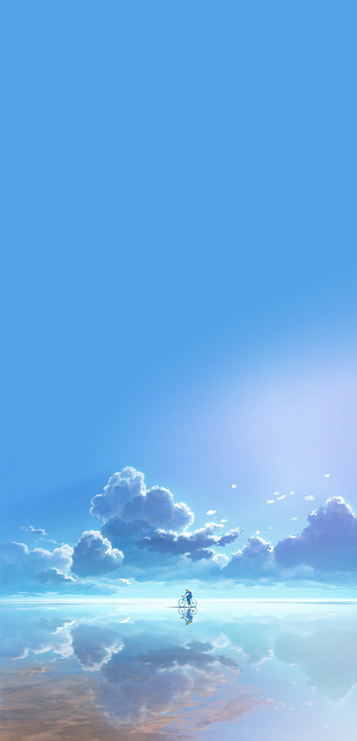 唯美动漫手机壁纸蓝天下的风景高清手机屏保图片