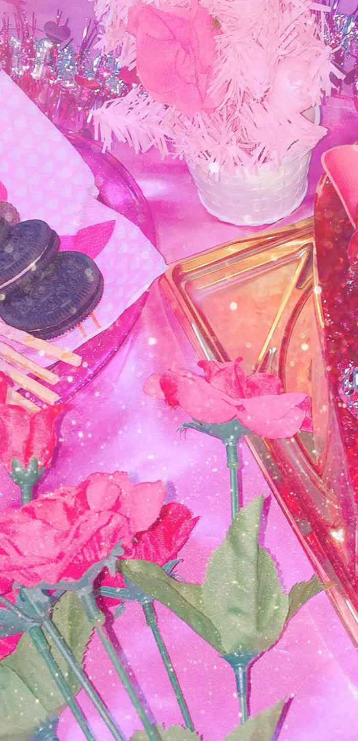 超可爱日系简约风格手机壁纸_粉红色卡通植物手机壁纸头像