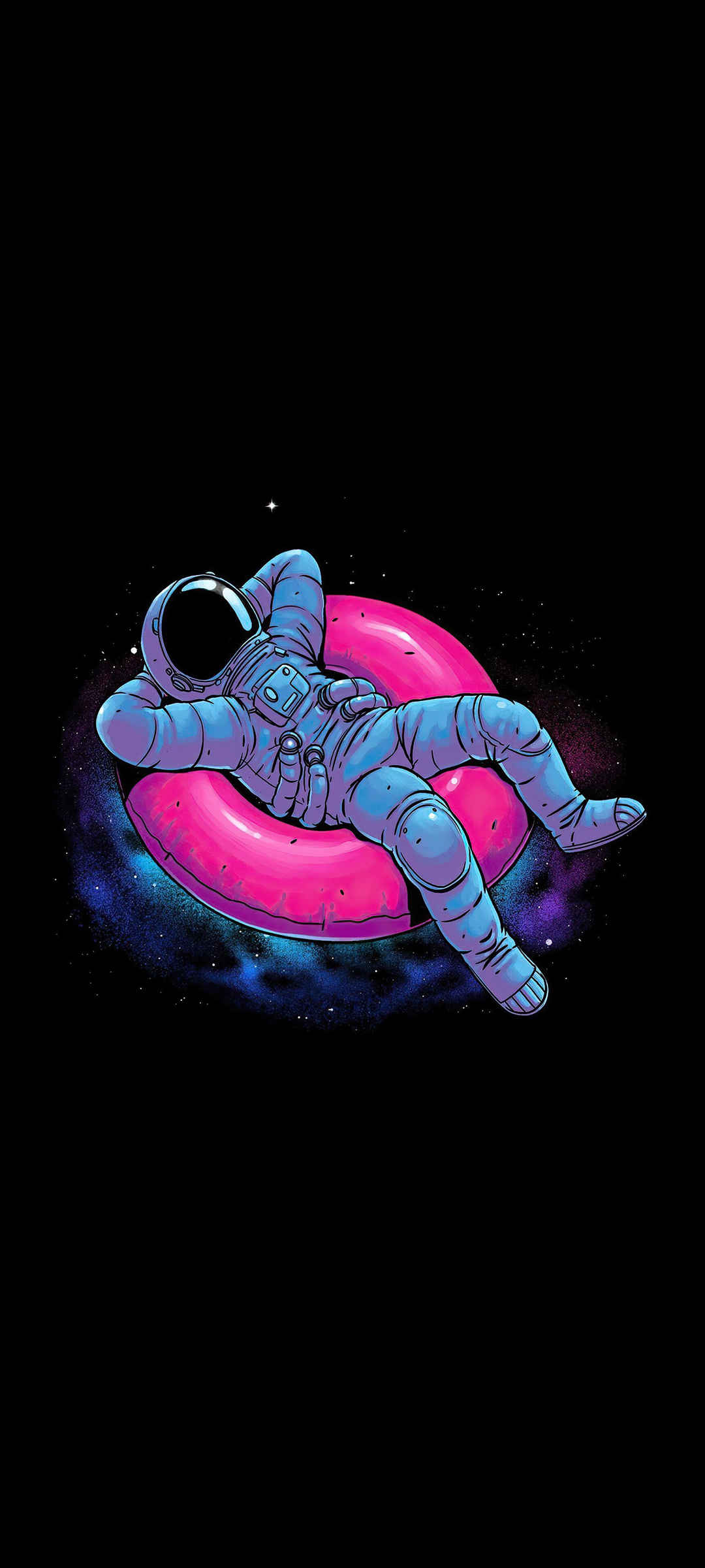太空躺在游泳圈创意图片