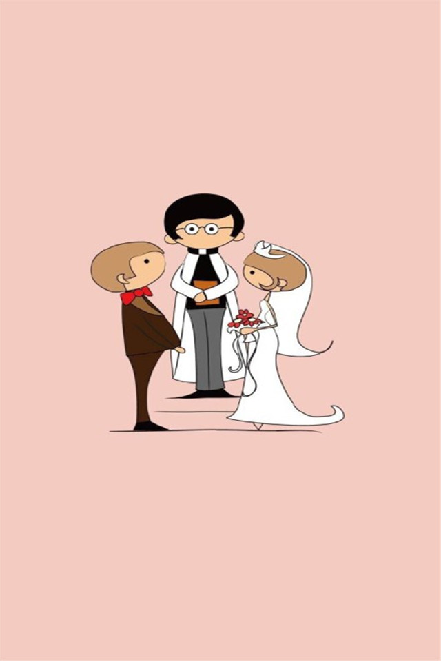 可爱卡通唯美情侣婚礼高清手机壁纸下载