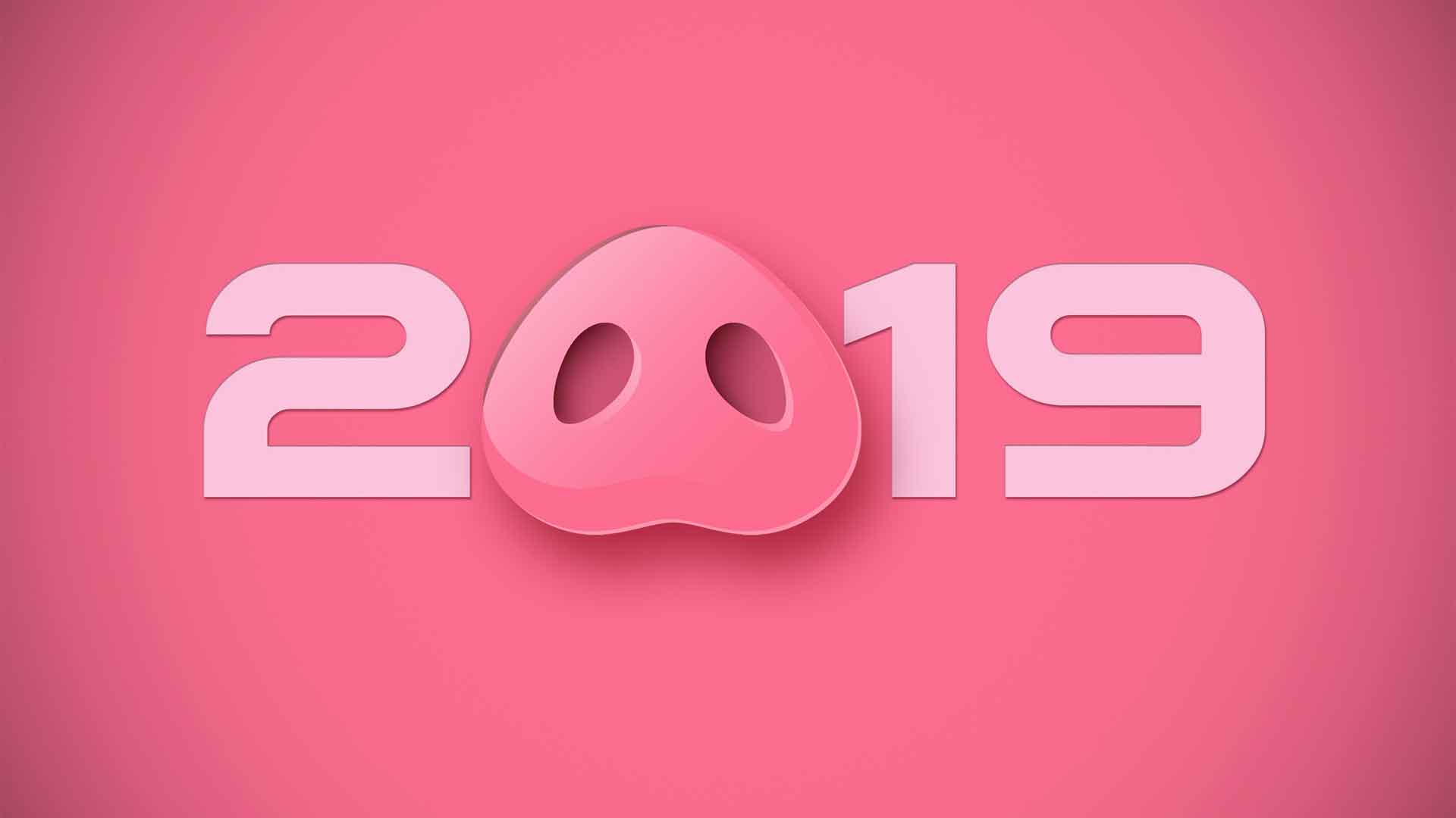 2019年创意新年壁纸_粉红色桌面壁纸