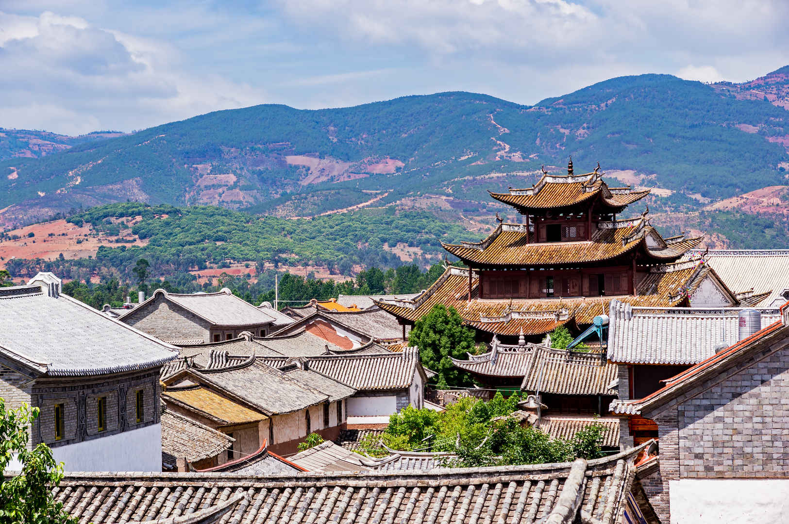 中国传统平铺屋顶特色建筑顶视图