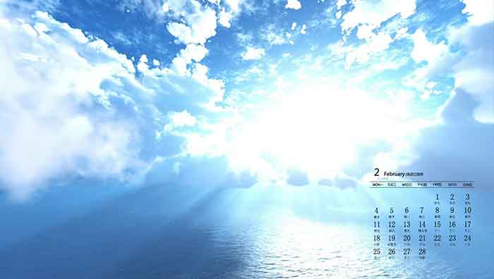 2019年2月日历壁纸蓝天与白云的风景图片
