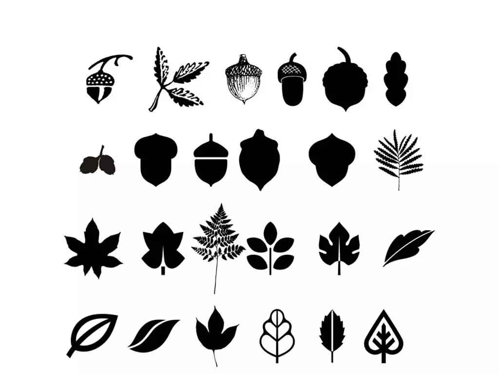 黑白卡通矢量植物素材图片下载