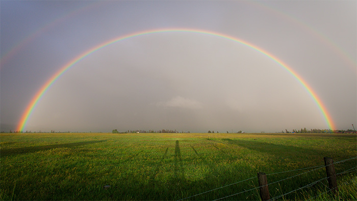 雨后草原上的半圆形彩虹超清唯美桌面壁纸图片