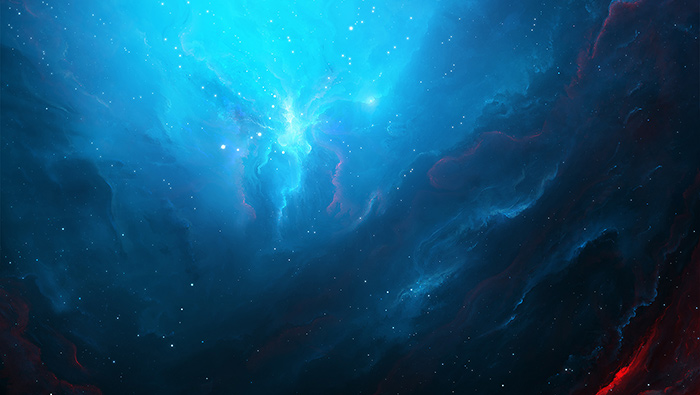宇宙中的蓝色绚丽星云桌面壁纸图片