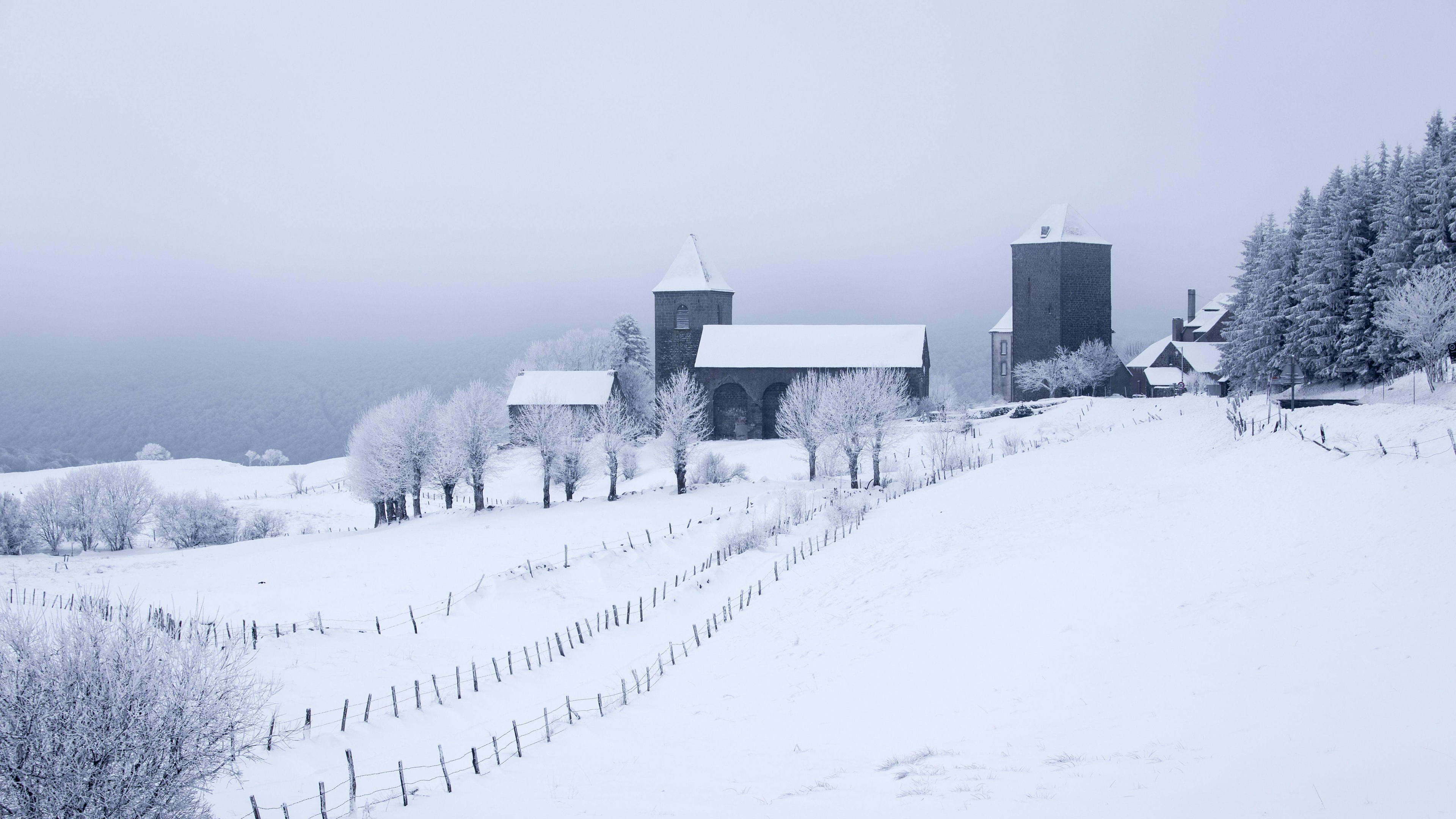 冬天雪風景 房子 