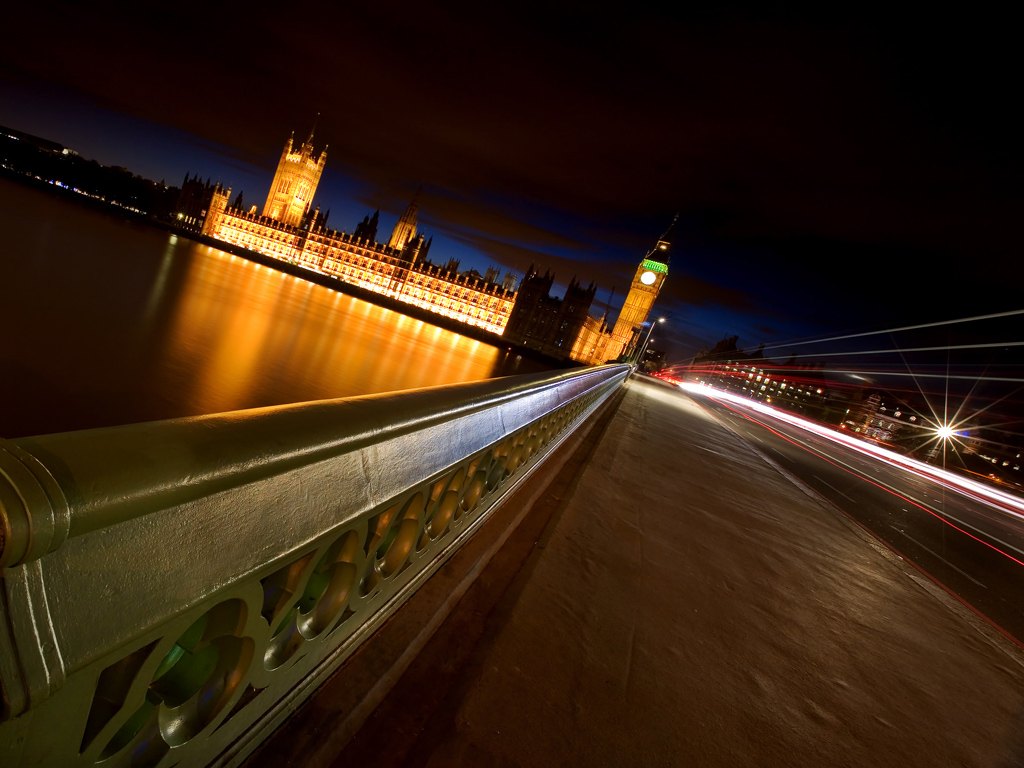 伦敦之夜桌面壁纸-River Thames, London, UK