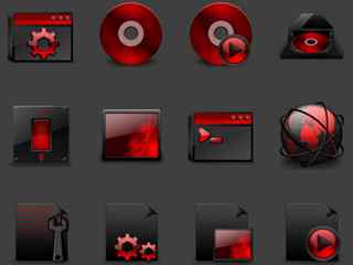 黑红色精美IP包-Red Icons For Iconpackager