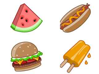卡通三明治图标-Summertime Snacks