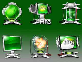 l绿色透明水晶图标-High TEC windows icons