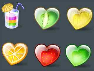 心形水果套装图标-Fruity Hearts Icons