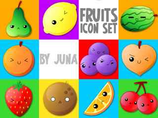 单色水果系列图标-cute fruits