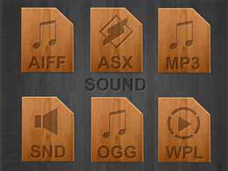 健全木材图标-Wood icons for sound types