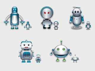 手绘机器人图标-Robots Sigma Style