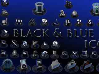 蓝色帅气3D图标 -black and blue