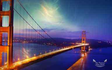 金门大桥 Golden Gate Bridge 夜景桌面壁纸（by AndreaAndrade）