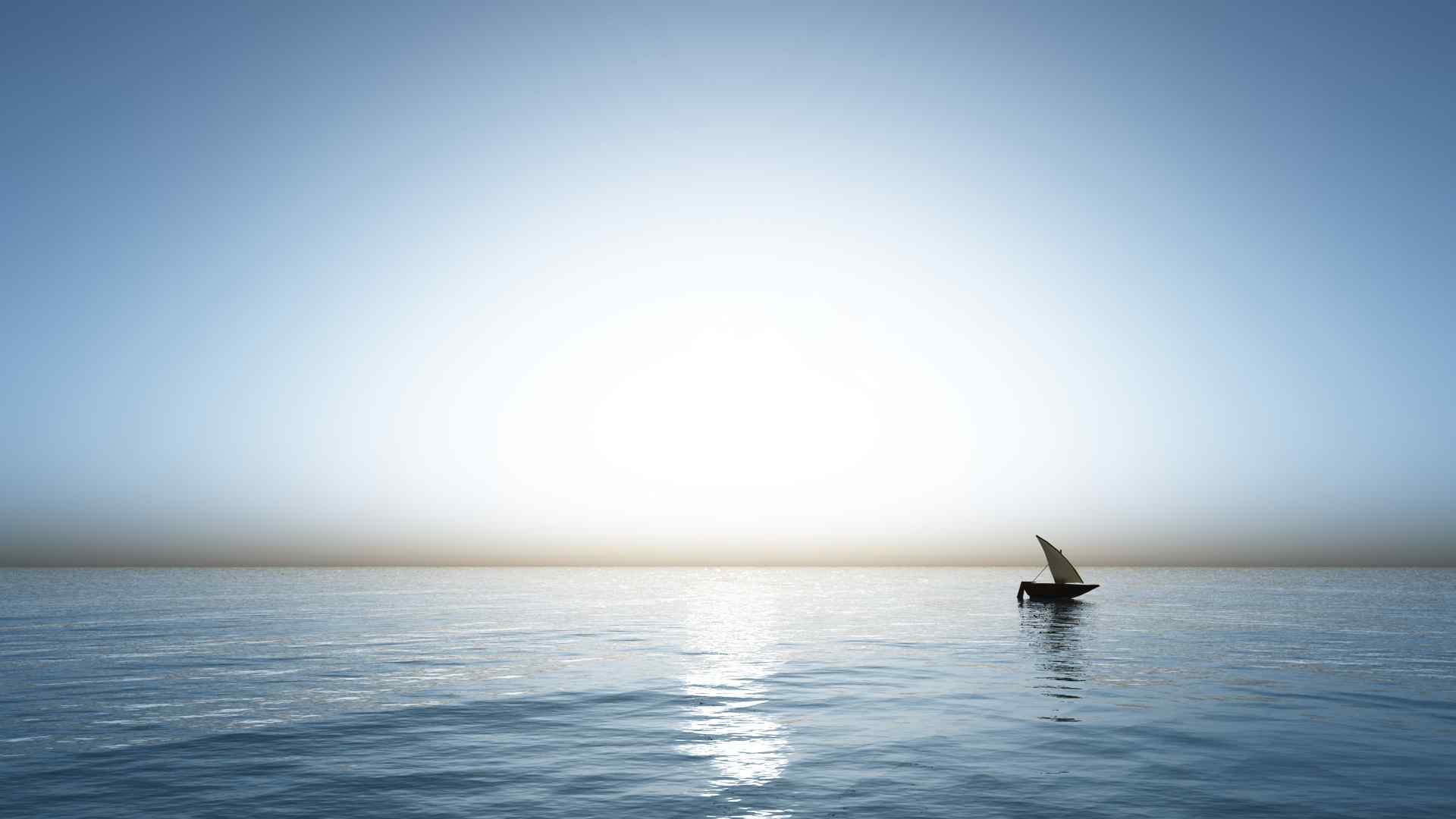 宁静的海面上帆船壁纸（by Hythamkalefe）