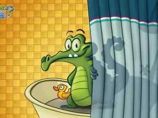 顽皮小鳄鱼爱洗澡