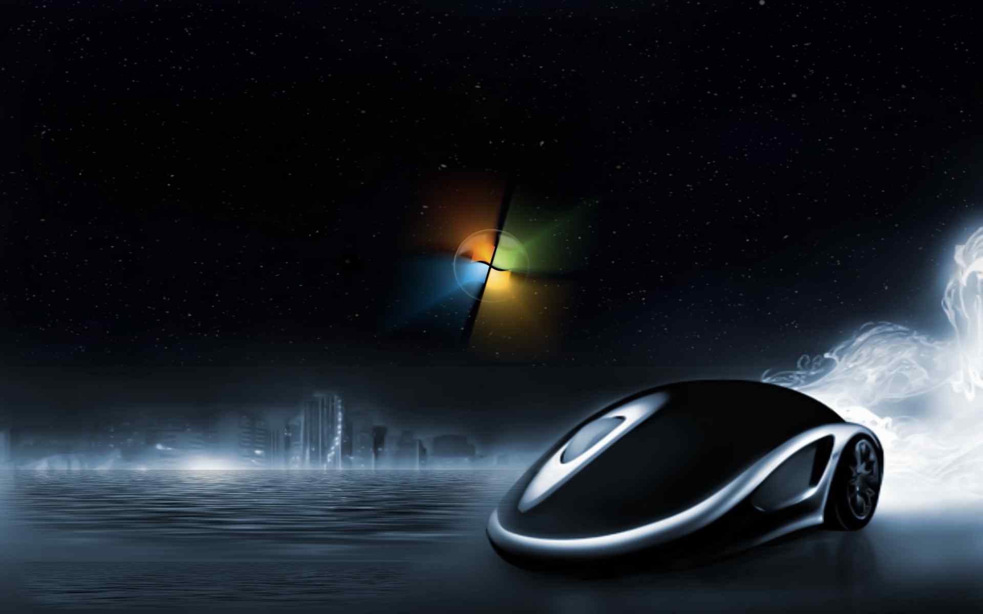 微软经典黑色鼠标桌面壁纸