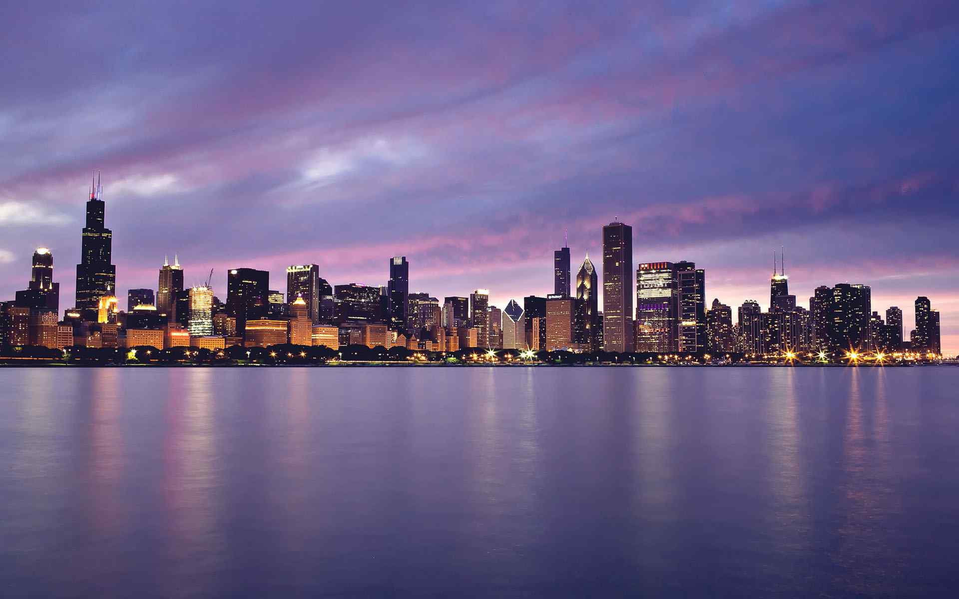 芝加哥的夜景桌面壁纸