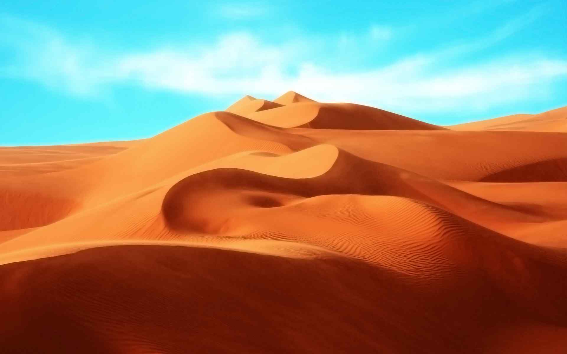 沙漠中黄沙小土坡曲线个性桌面壁纸