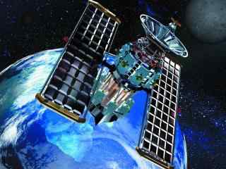 地球卫星信号输送工具桌面壁纸