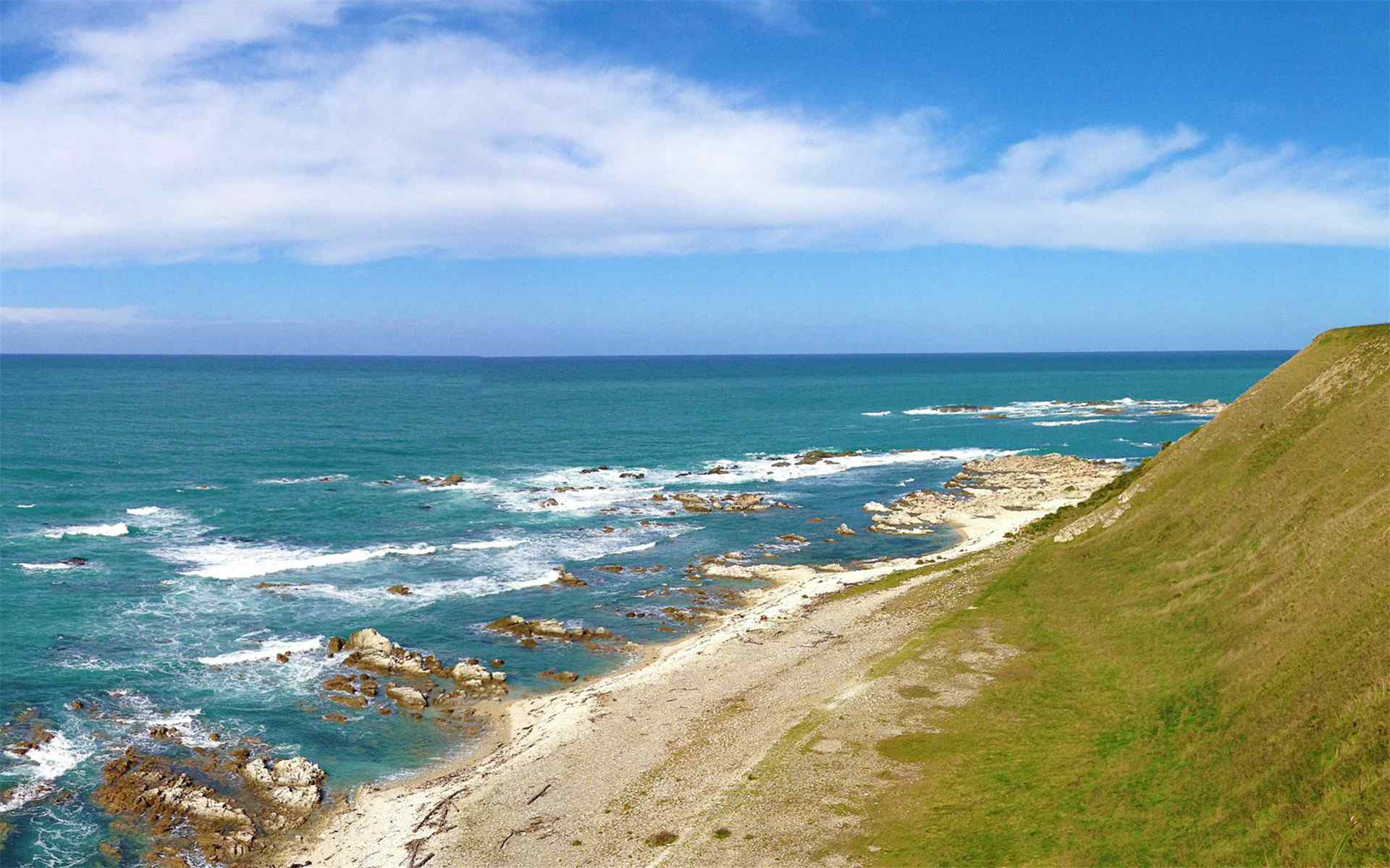 新西兰海边高清风景win7双屏电脑桌面壁纸