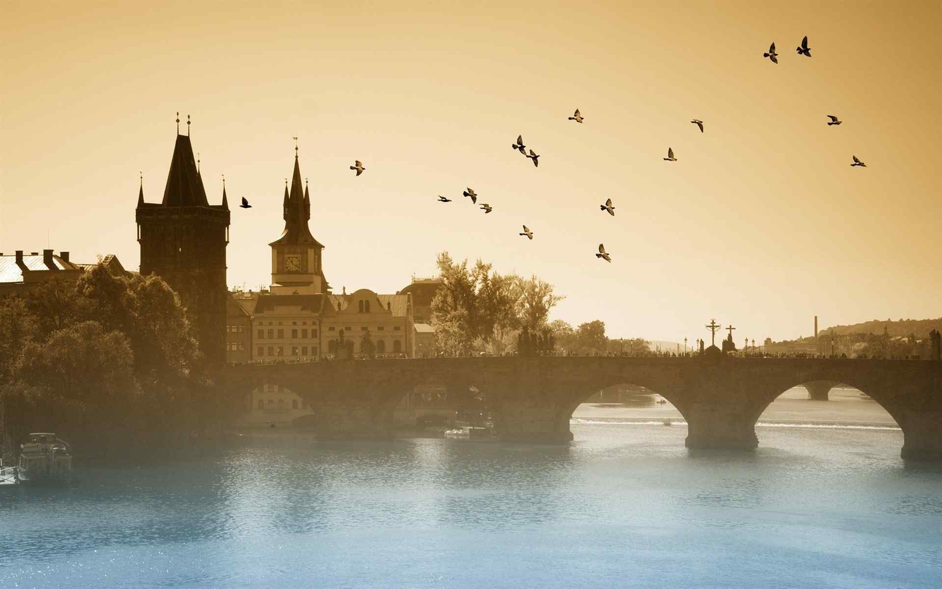 千塔之城布拉格城市风景高清电脑桌面壁纸下载