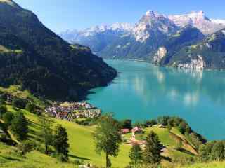 瑞士卢塞恩湖畔秀美景色桌面壁纸