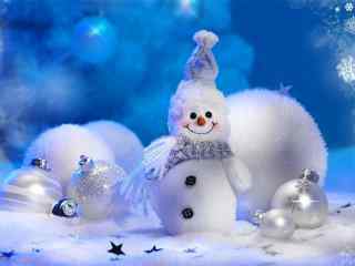 圣诞风味的可爱小雪人桌面壁纸