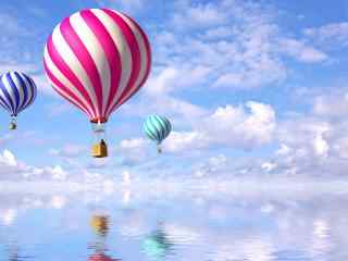 空中飞翔的热气球