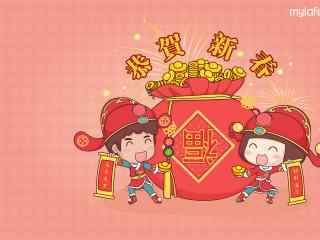元旦春节卡通桌面壁纸