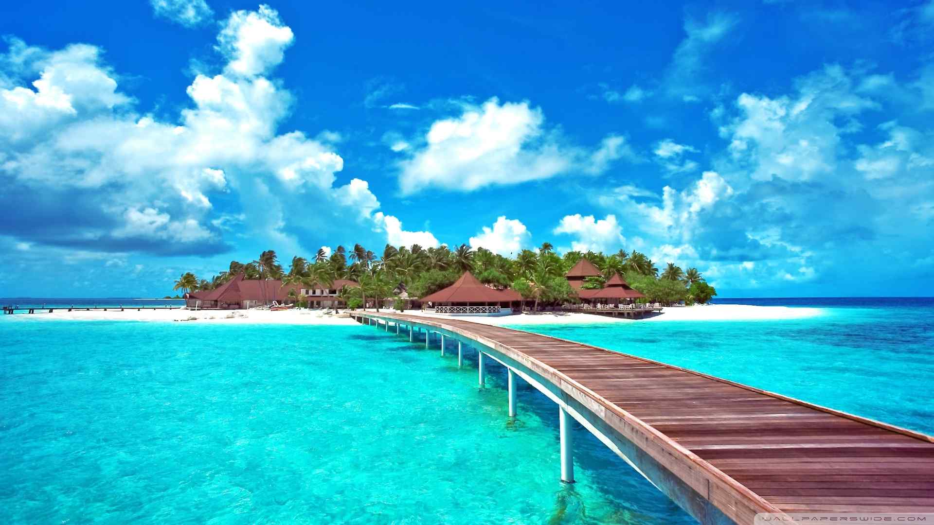 马尔代夫的蓝天大海桌面壁纸