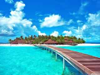马尔代夫的蓝天大海桌面壁纸