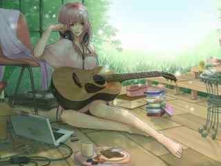 惬意的午后音乐 吉他动漫美女壁纸