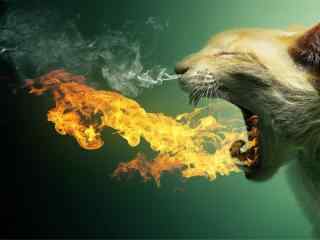喷着火焰的小猫高清壁纸