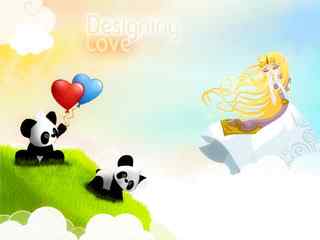 可爱熊猫动漫插画
