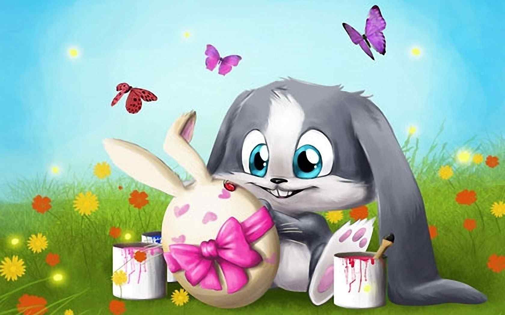 可爱小兔插画壁纸