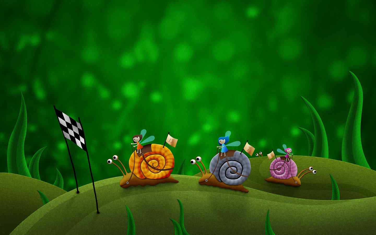 可爱蜗牛卡通壁纸