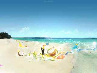 海星沙滩风景设计壁纸