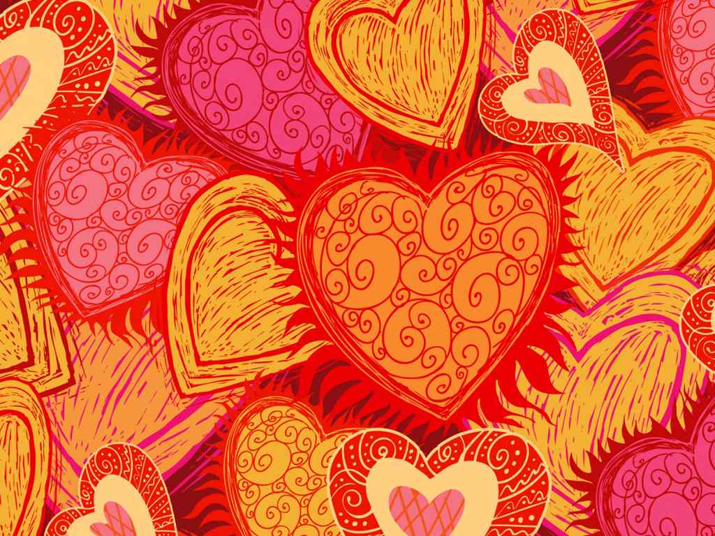 情人节壁纸-Hearts illustration