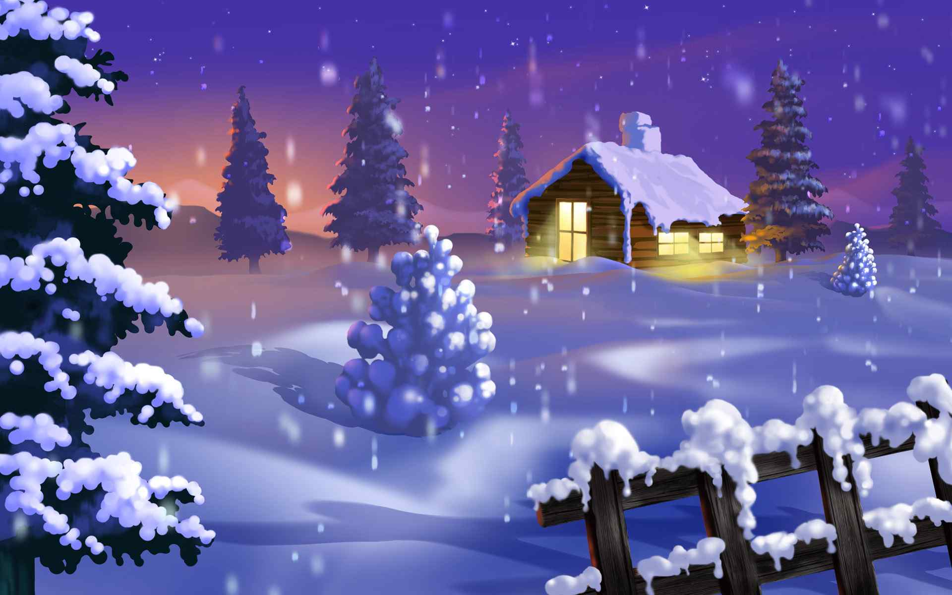 圣诞雪景壁纸