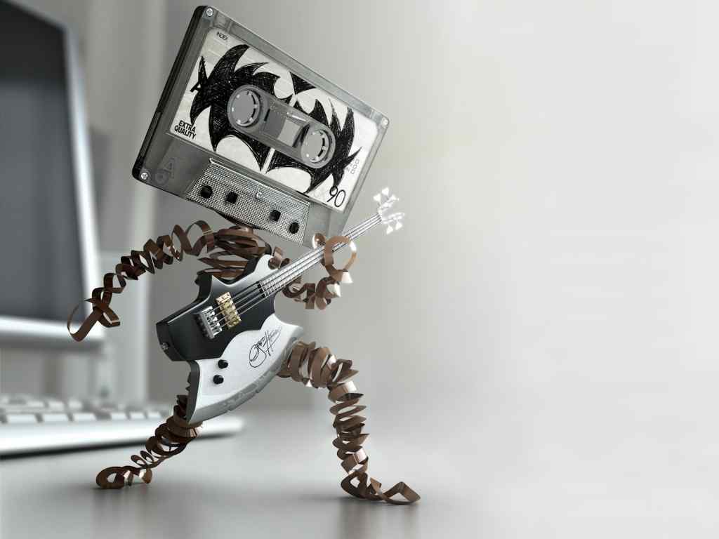 磁带机器人壁纸-robot tape music guitar