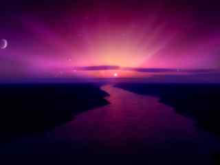 紫色梦幻风景桌面