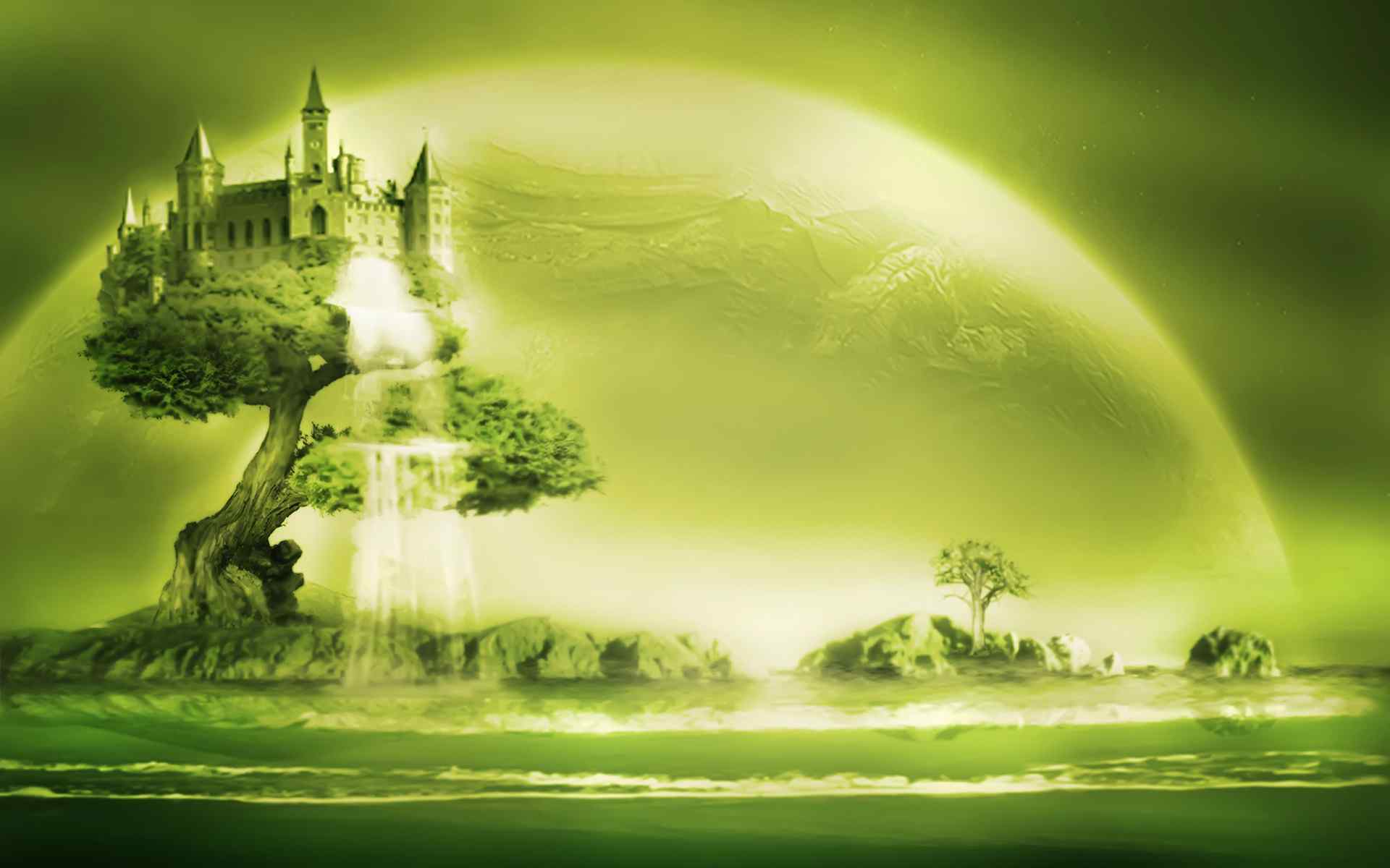 绿色树木城堡壁纸