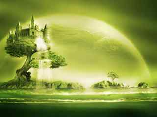 绿色树木城堡壁纸