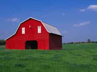 草原红色小房子壁